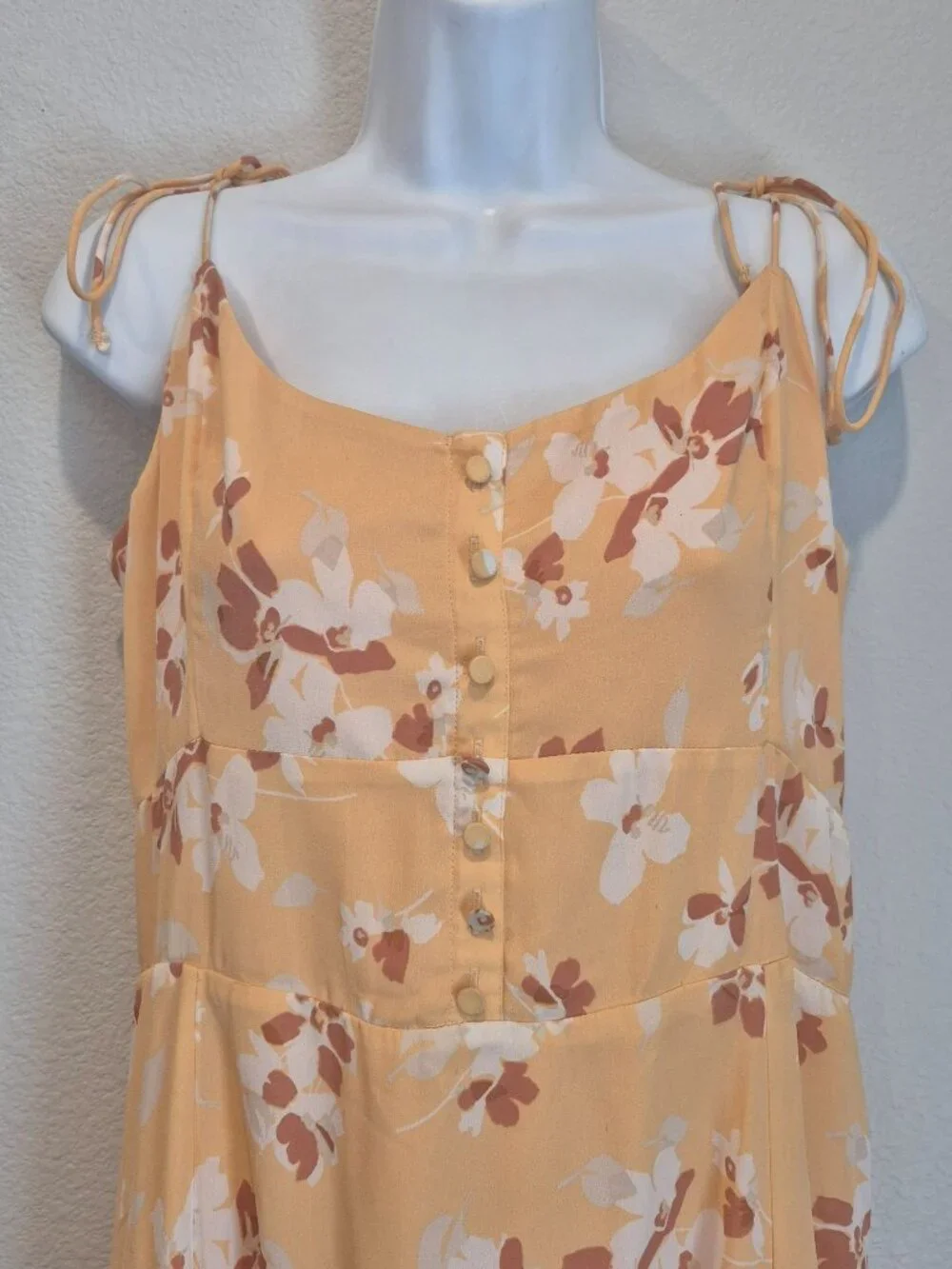 Abercrombie & Fitch Floral Button-Front Maxi Dress Large Tall Adjustable Orange